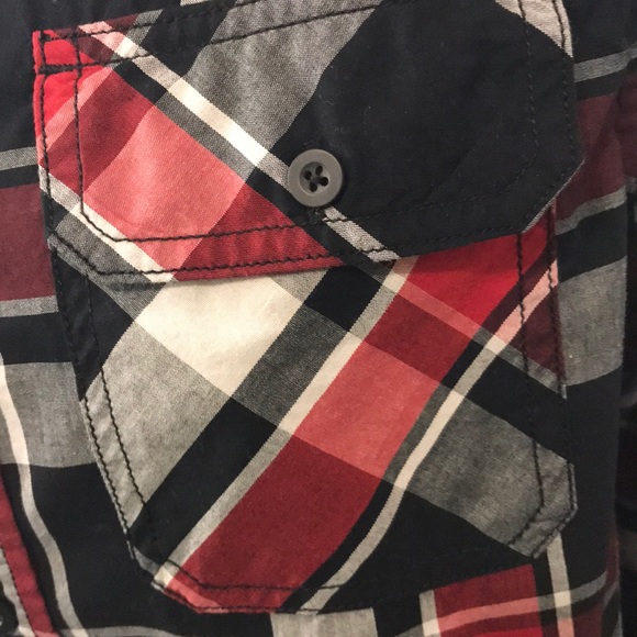 Tony HAWK Boys Shirt plaid button down Long sleeves red Black white size XL - Picture 8 of 10